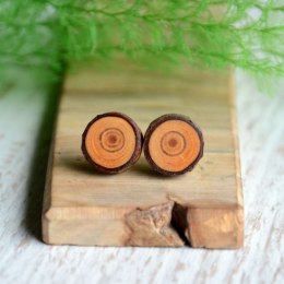 Naturalne kolczyki z drewna modrzewiowego