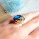 Arktyka - oryginalny pierścionek z dużym niebieskim oczkiem