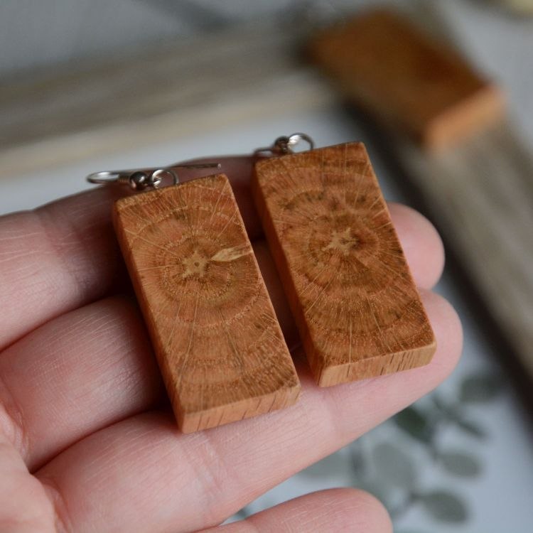 Drewniana biżuteria - zestaw dębowy