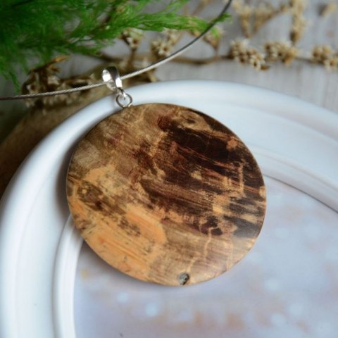 Planeta Jowisz - brązowy wisior z drewna