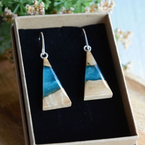 Kolczyki wiszące handmade trójkątne