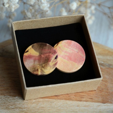 Różowe kolczyki XXL z drewna Różowe kolczyki XXL z drewna