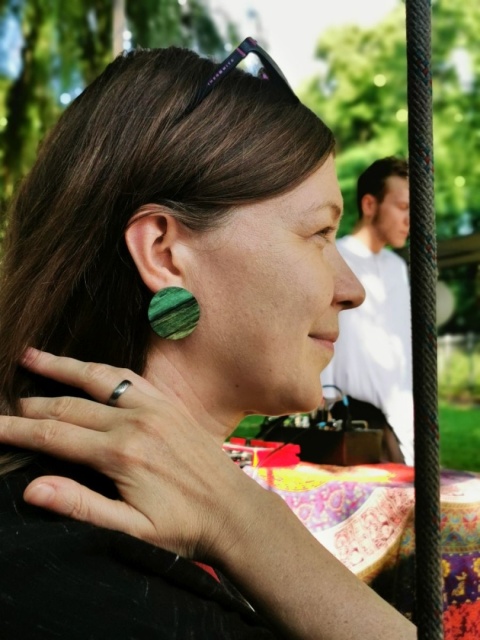 Duże zielone kolczyki sztyfty Duże zielone kolczyki sztyfty