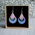 Niebiesko fioletowe kolczyki wiszące łezka i księżyc