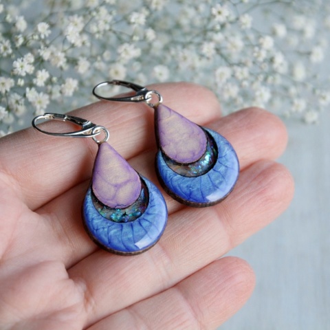 Niebiesko fioletowe kolczyki wiszące