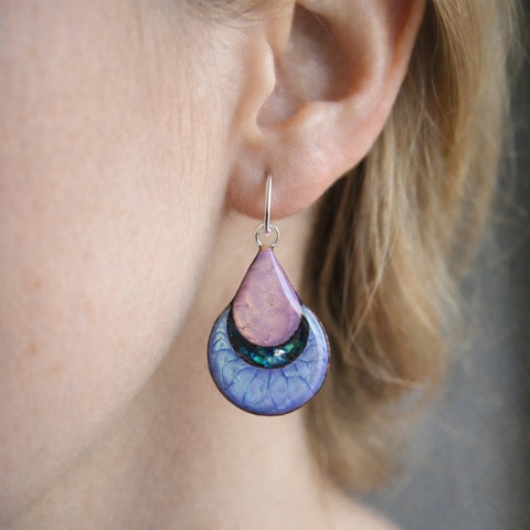 Kolczyki wiszące handmade łezka i księżyc