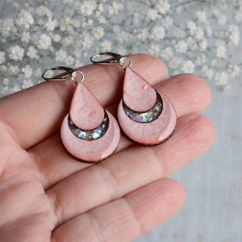 Kolczyki wiszące łezka i księżyc