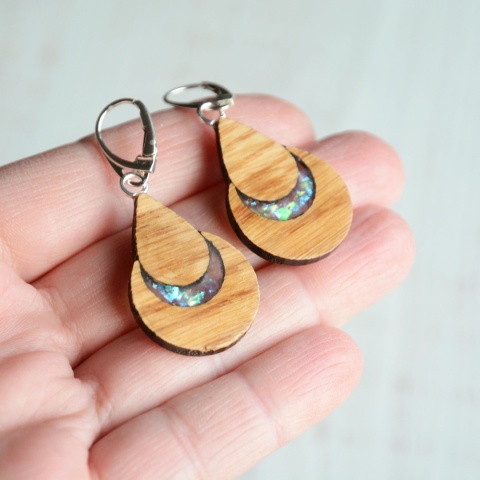 Lekkie drewniane kolczyki