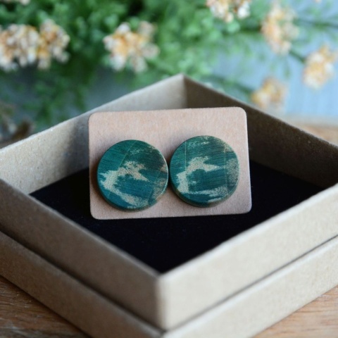 Ciemnozielone kolczyki koła na sztyfcie