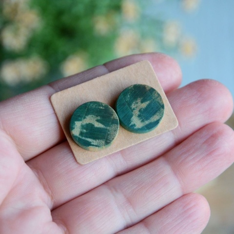 Duże zielone kolczyki wkrętki handmade
