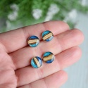 Niebieskie kolczyki z drewnem handmade