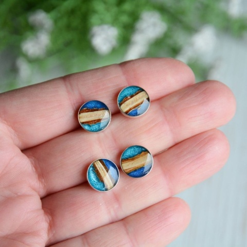 Kolczyki z gałązką i żywicą