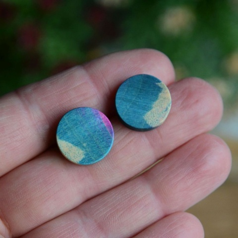 Duże niebieskie kolczyki koła