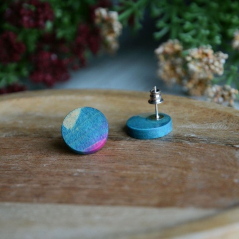 Kolczyki wkrętki niebieskie handmade