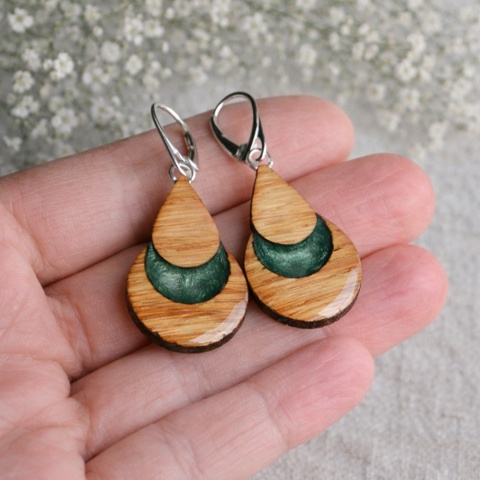 Drewniane kolczyki z księżycem