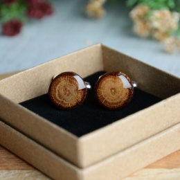 Spinki mankietowe z drewna dębowego
