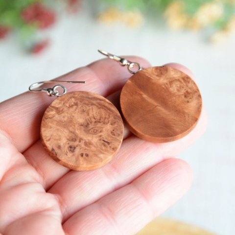 Kolczyki drewniane koła