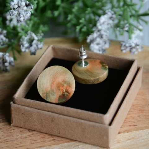 Zielono pomarańczowe kolczyki wkrętki