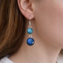 Długie kolczyki niebiesko granatowe z dwóch oczek